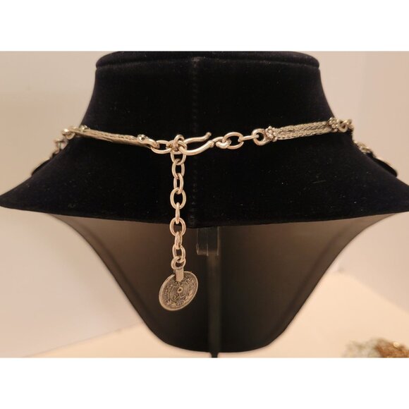 Vintage Pewter Coin Necklace 22" Bohemian Style Gypsy Jewelry - Picture 5 of 7